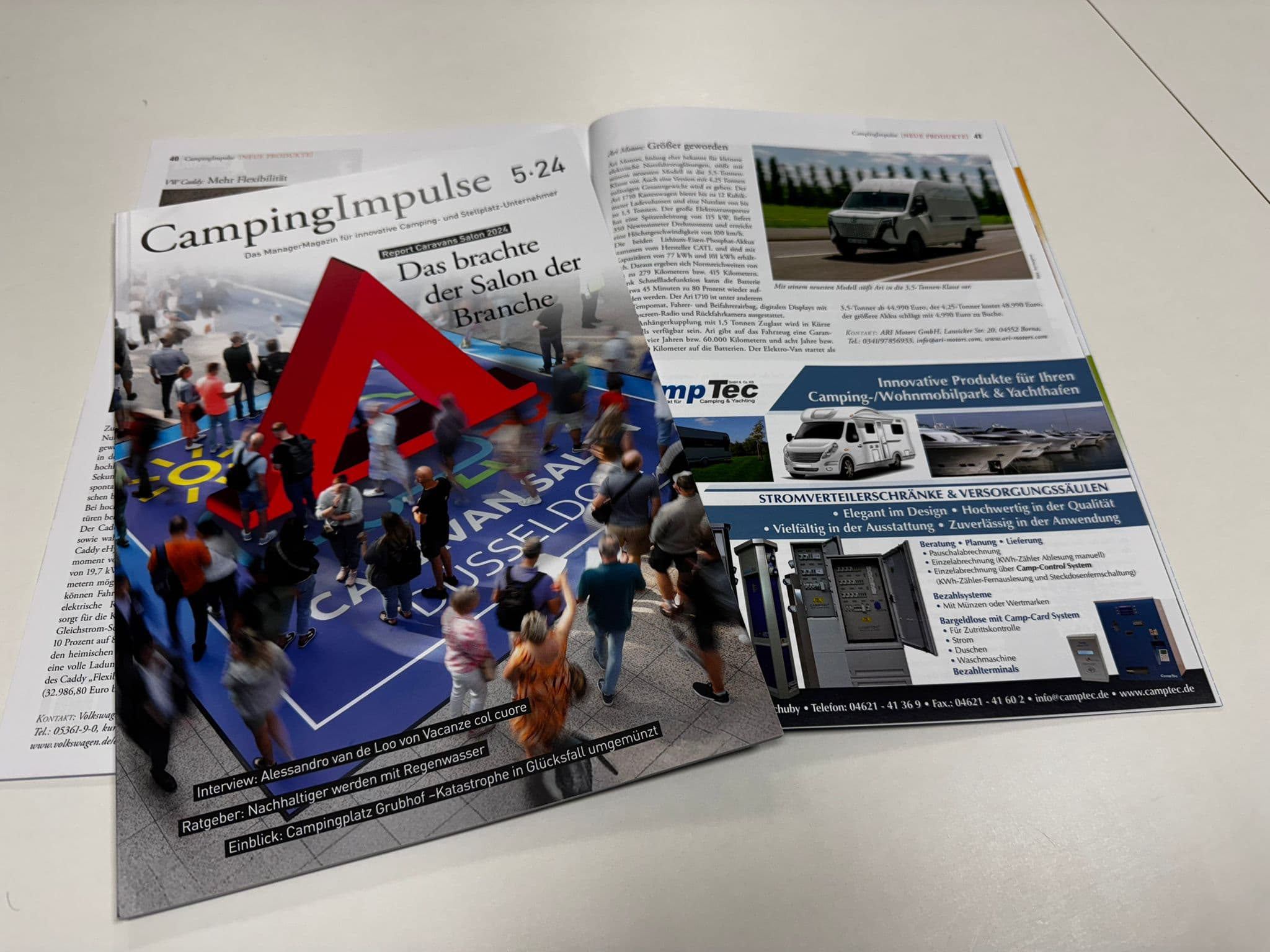 CampingImpulsemagazin berichtet über den neuen Elektrotransporter ARI 1710 von ARI Motors